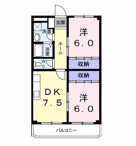 アイディーアル(2DK/2階)の間取り写真