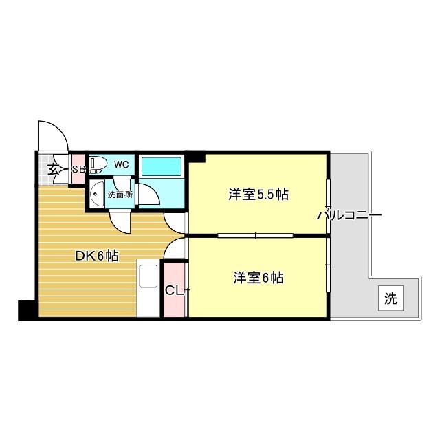 夕張家マンション(2DK/4階)の間取り写真