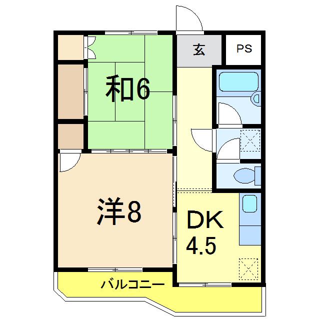 グランペール日赤(2K/6階)の間取り写真