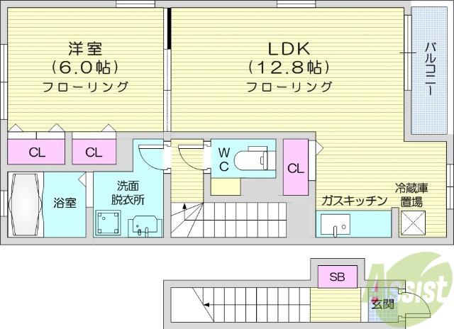 フォーリストS(1LDK/2階)の間取り写真
