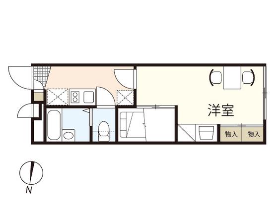 レオパレス己斐中壱番館(1K/1階)の間取り写真