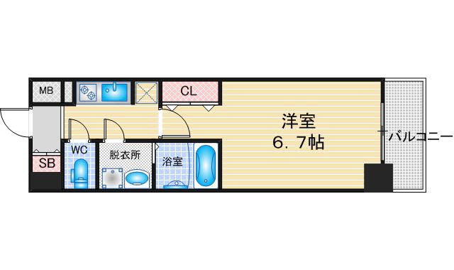 S-RESIDENCE志賀本通DEARLY(1K/8階)の間取り写真