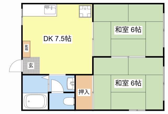 岩嶋ハイツ(2DK/1階)の間取り写真