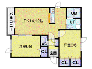 メゾン ラパス(2LDK/1階)の間取り写真