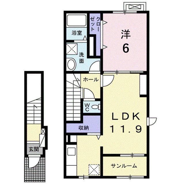 M・FLOWER I(1LDK/2階)の間取り写真