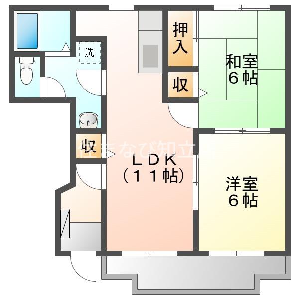 セントレージ横山(2LDK/1階)の間取り写真