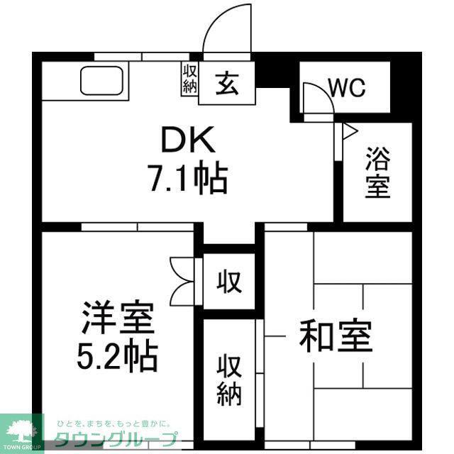 第一みどりヶ丘ハイツ(2DK/2階)の間取り写真
