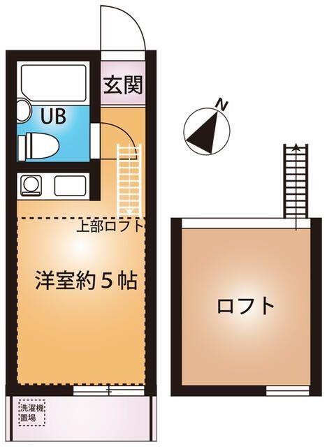 ヴィラハイツ(ワンルーム/2階)の間取り写真