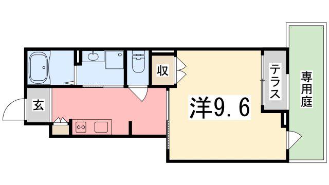 ワレアウナテ(1K/1階)の間取り写真