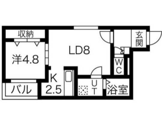 MTガーデン琴似B棟(1LDK/1階)の間取り写真