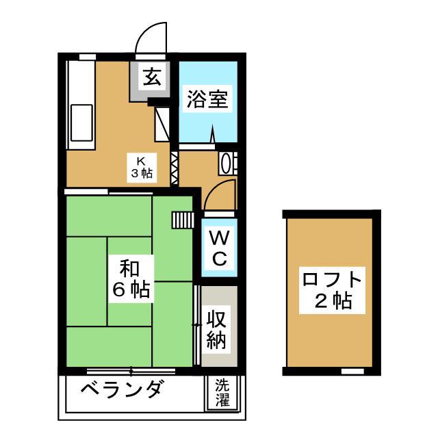 メゾン伊東(1K/2階)の間取り写真