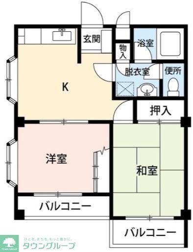 カメリアシティ(2DK/3階)の間取り写真