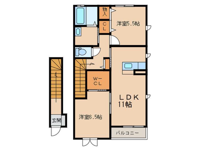 エスコート小倉IIA(2LDK/2階)の間取り写真