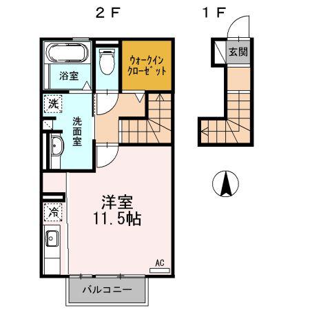 メゾン四日町(ワンルーム/2階)の間取り写真