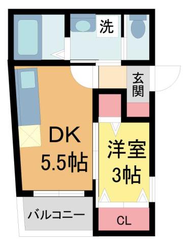 D-3西宮鳴尾(1DK/3階)の間取り写真