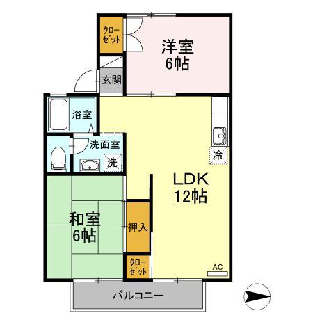あかり E(2LDK/2階)の間取り写真