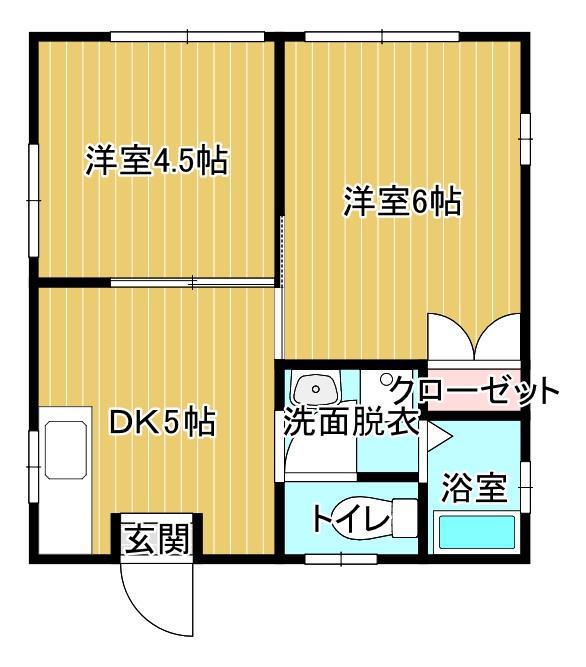 ドマーニ1(2DK/1階)の間取り写真