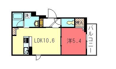 ラフィーネ下鴨(1LDK/1階)の間取り写真