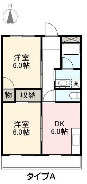 ウッドネスト木太II(2DK/1階)の間取り写真