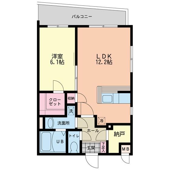 シエロ アスール(1LDK/1階)の間取り写真