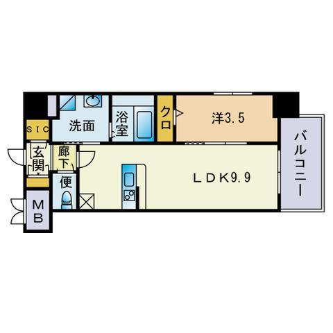 ウィークス シスイ(1LDK/2階)の間取り写真