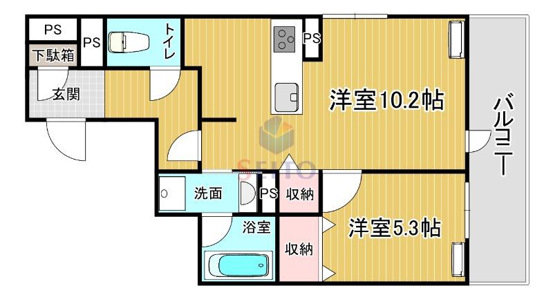 D-RESIDENCE蛍池東町(1LDK/2階)の間取り写真