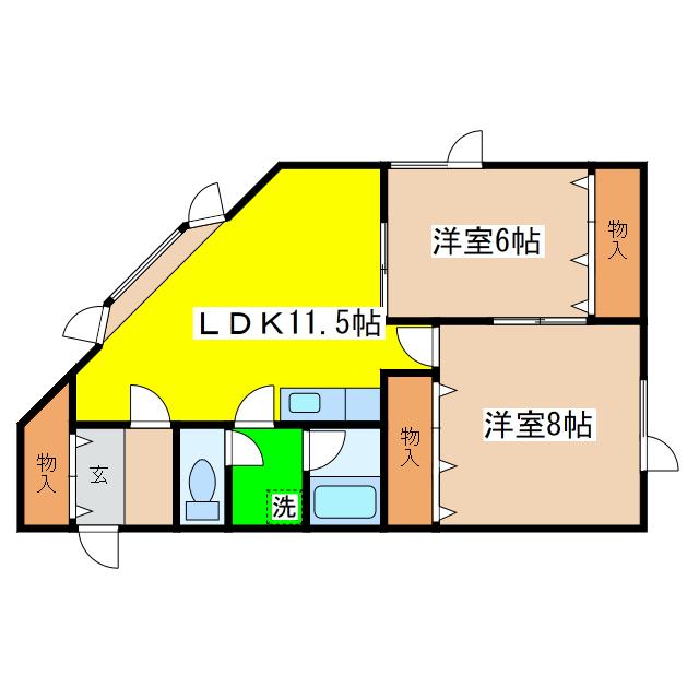 アークキャビンFUJI(2LDK/2階)の間取り写真