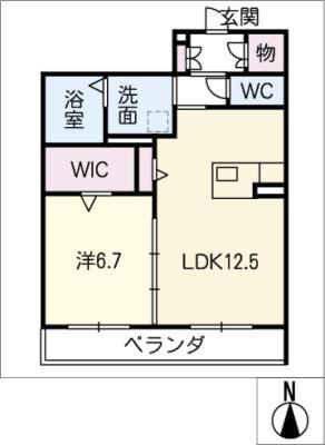 エクラージュ黒田(1LDK/3階)の間取り写真