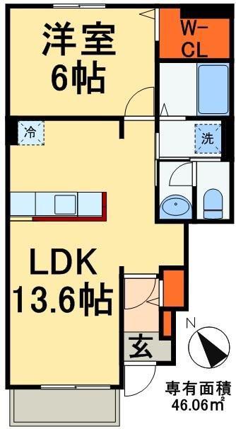 クリーンパレスⅠ(1LDK/1階)の間取り写真