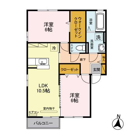 フェリーチェ B(2LDK/2階)の間取り写真