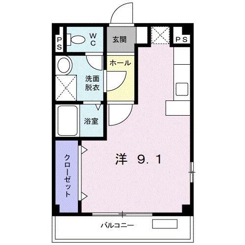 ポラリス(ワンルーム/2階)の間取り写真