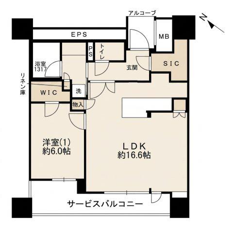 シエリアタワー中之島(1LDK/17階)の間取り写真