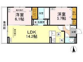 ティアラ(2LDK/1階)の間取り写真