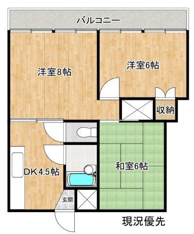 グリーンコーポ古志原(3DK/3階)の間取り写真