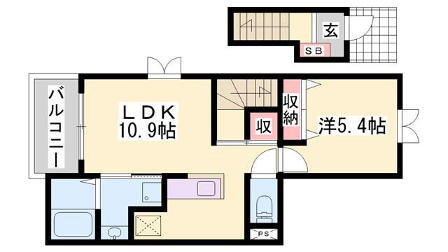 エスタ・シオン(1LDK/2階)の間取り写真