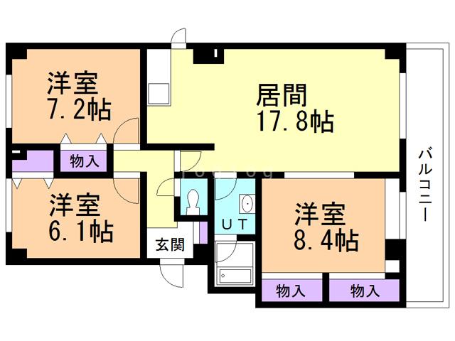 畠山マンション(3LDK/3階)の間取り写真