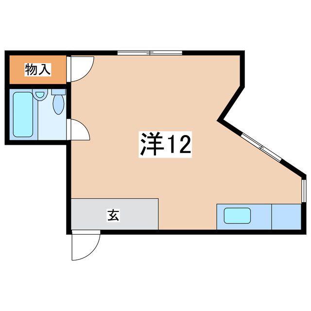 ベルゾーネ伊藤D棟(ワンルーム/2階)の間取り写真