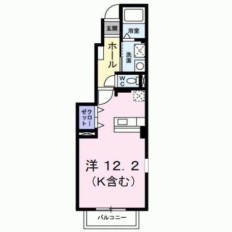 サニータウン曽根C棟(ワンルーム/1階)の間取り写真
