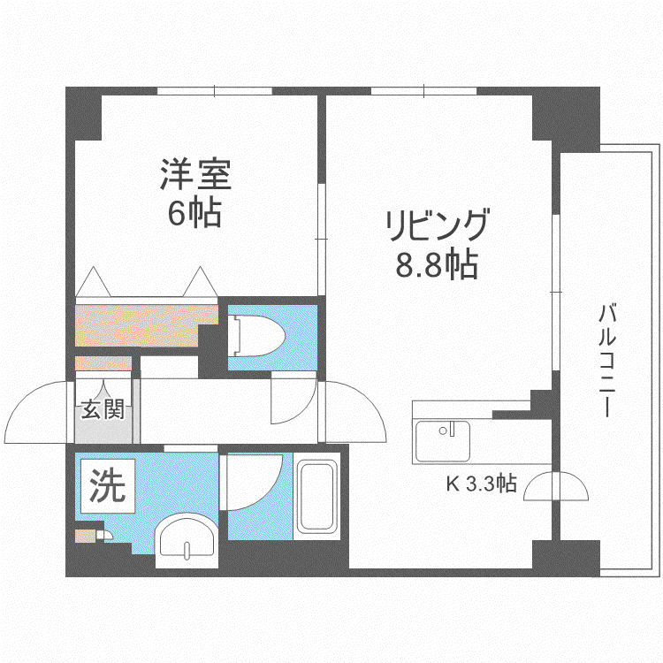 F008(1LDK/4階)の間取り写真