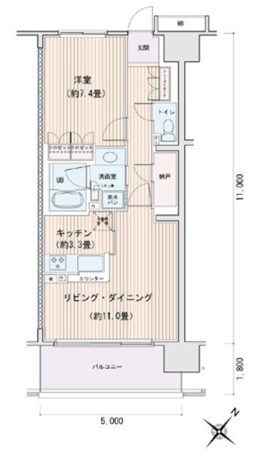 エスティメゾン豊洲レジデンスC棟(1LDK/6階)の間取り写真