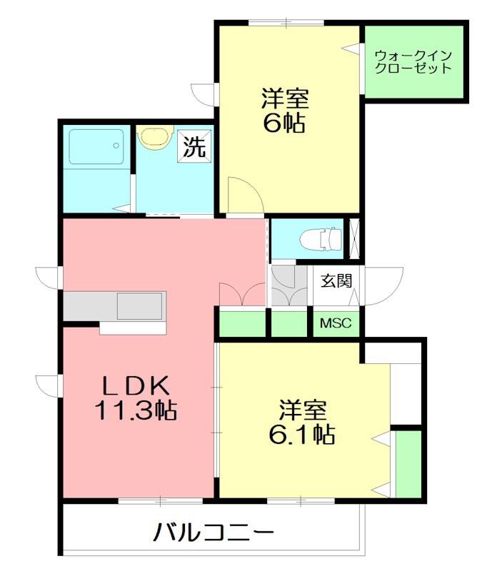 CLAIR (2LDK/2階)の間取り写真