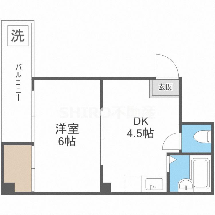 ロイヤル西梅田(1DK/3階)の間取り写真