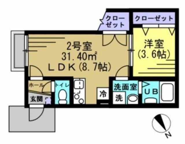 KH馬込沢(1LDK/2階)の間取り写真