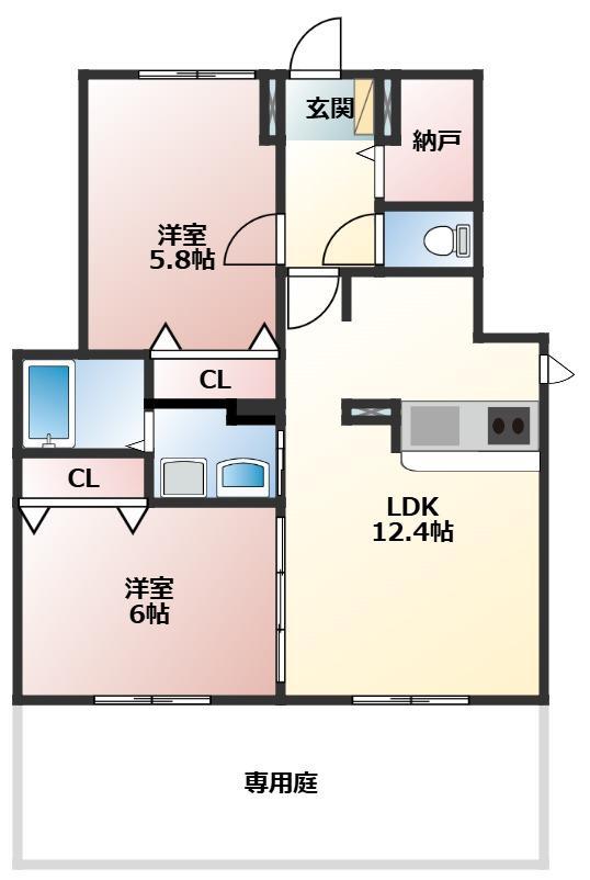 アルキテット(2LDK/1階)の間取り写真