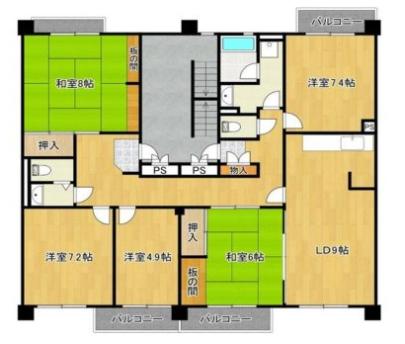  泉北鴨谷台3丁第2(5LDK/5階)の間取り写真