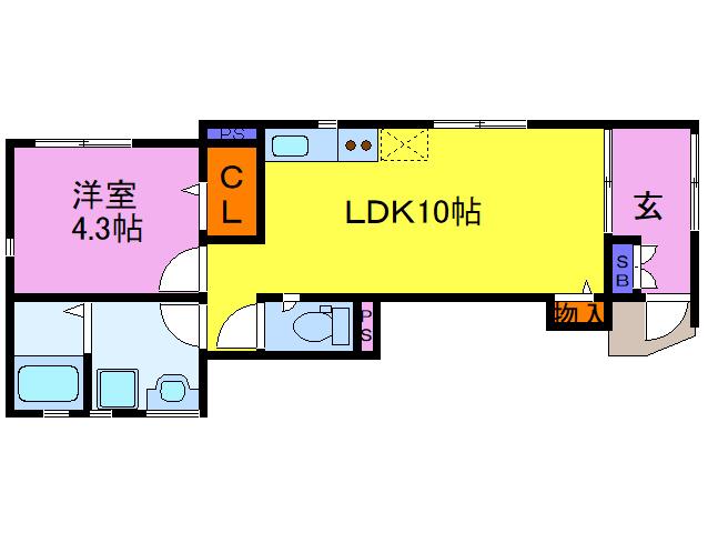 フォレスト鳥羽I(1LDK/1階)の間取り写真