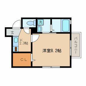 パーチェ西大井(1K/1階)の間取り写真