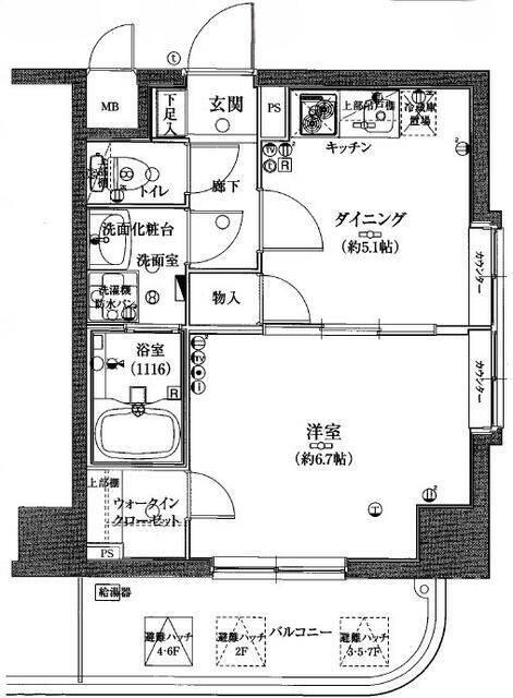 グリフォーネ横浜・伊勢町弐番館(1DK/5階)の間取り写真