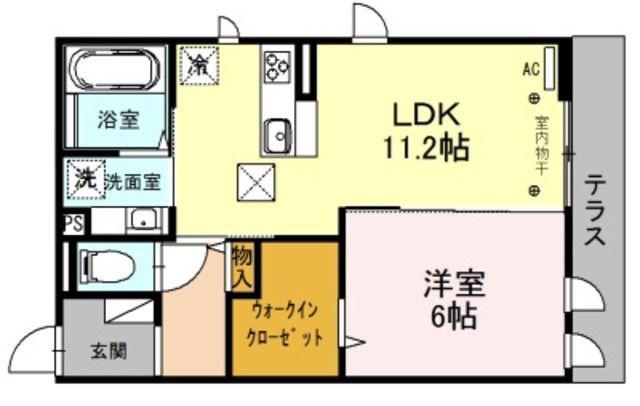 ムサオゴAS(1LDK/1階)の間取り写真