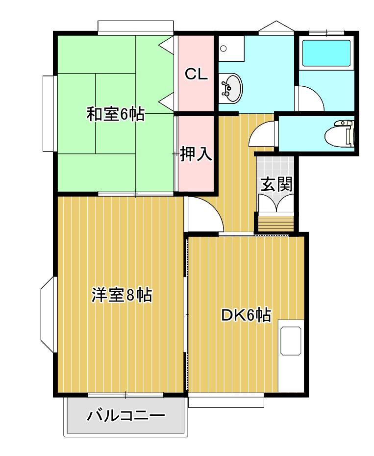 ハイランド白銀A(2DK/1階)の間取り写真